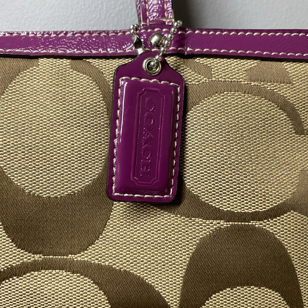 COACH Purse Handbag‎ Tan W/Hot Pink 7x11x2" - Picture 15 of 16
